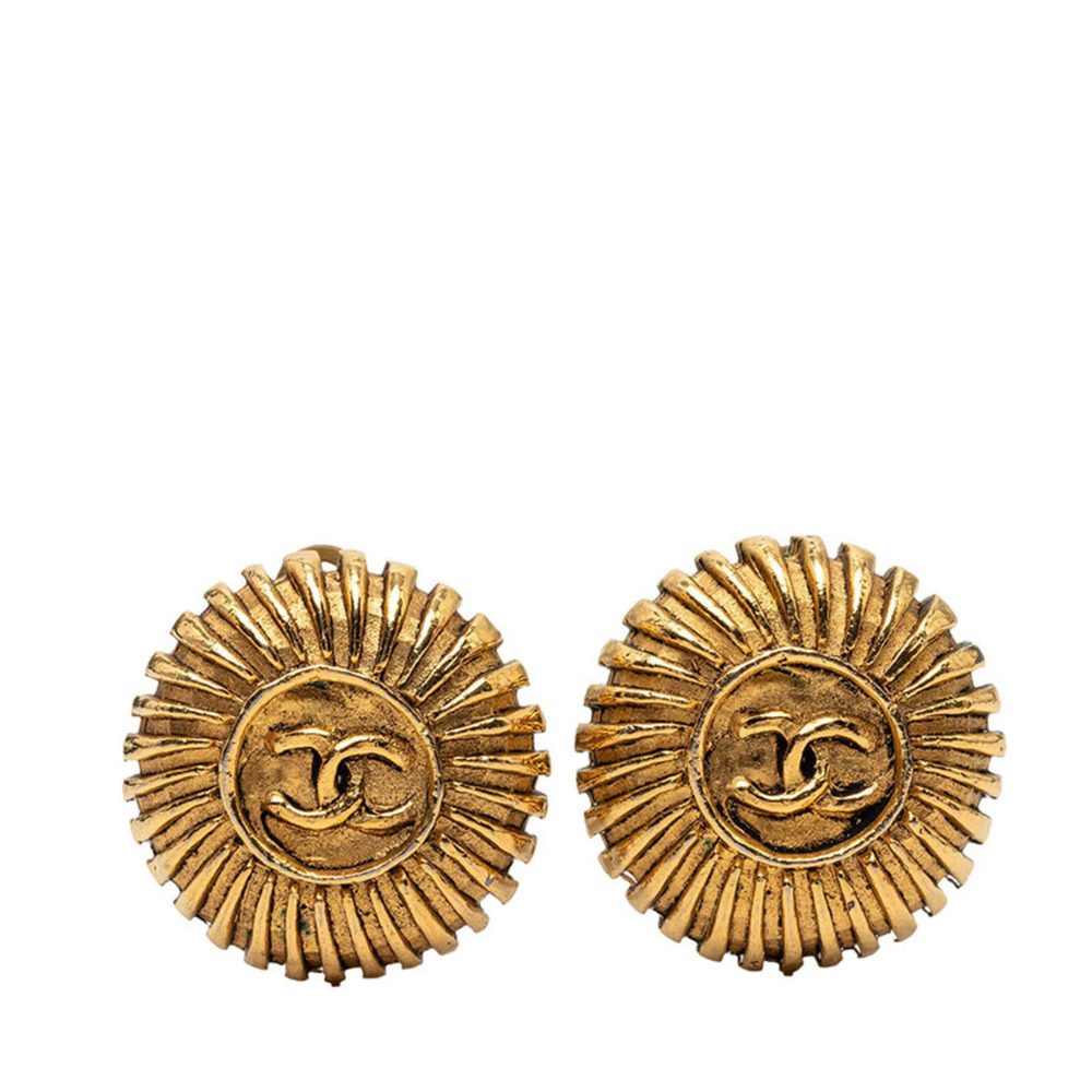 Chanel Coco Mark Earrings, Gold Plated, Women's CHANEL